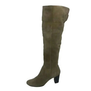 Bardolino Thigh High Tan Suede Heeled Boots Over Knee Women's Size 6